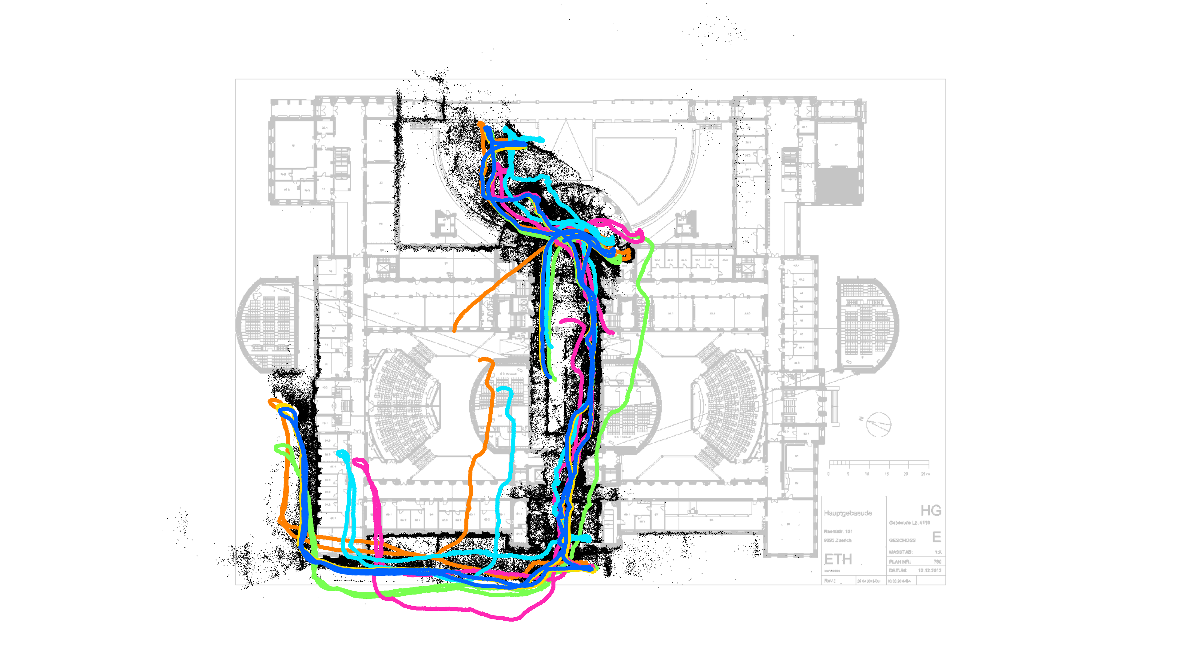 Top-down reconstruction captured from the interactive viewer with VidMap, ground truth, and baseline trajectories